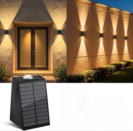 Solar Wall Lights Outdoor Waterproof up and down LED Fence Sconce Lamp for House Patio Porch Yard Garden Garage Use to Security